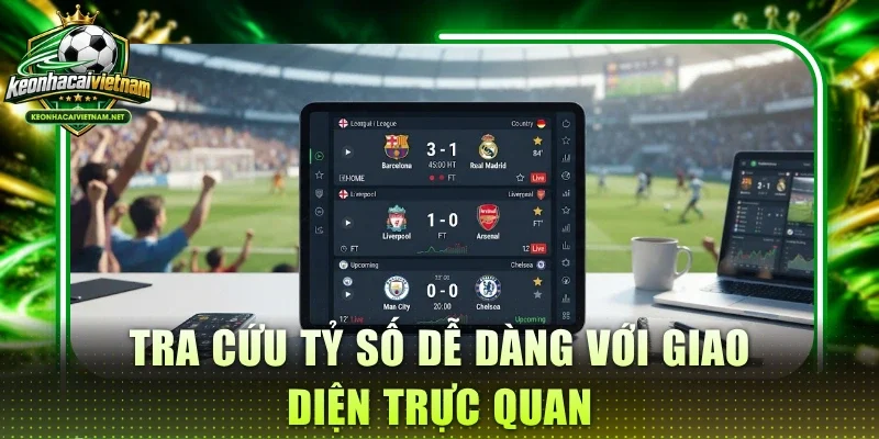 Tra cứu tỷ số dễ dàng với giao diện trực quan
